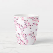 Cherry Blossom Pink White Monogram Latte Mok (Voorkant)