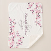 Cherry Blossom Pink White Passen getrouwd sparen d Sherpa Deken (Voorkant)