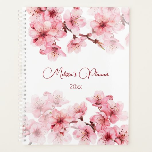 Cherry Blossom Pink White Planner (Voorkant)