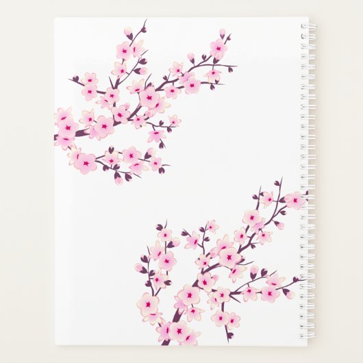 Cherry Blossom Pink White Planner (Achterkant)
