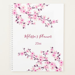 Cherry Blossom Pink White Planner