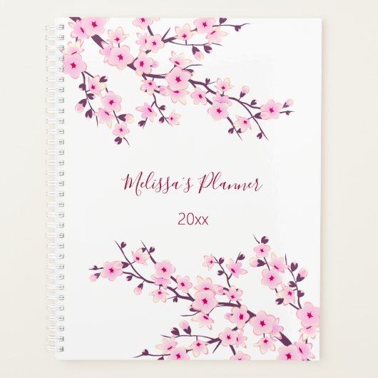 Cherry Blossom Pink White Planner (Voorkant)