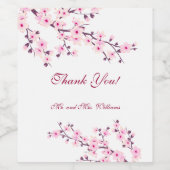 Cherry Blossom Pink White Weddenschap Aangepast be Wijn Etiket (Enkel label)