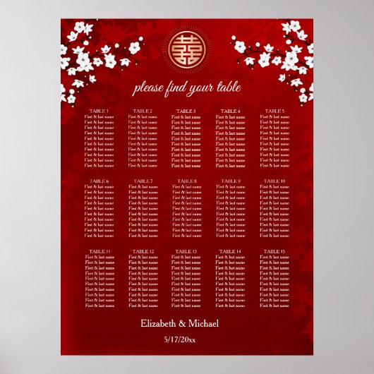 Cherry Blossom Pink White | Weddenschap Poster (Voorkant)