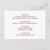 Cherry Blossom Pink White Wedding Details Informatiekaartje (Achterkant)