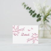 Cherry Blossom Pink White Wedding Details Informatiekaartje (Staand voorkant)