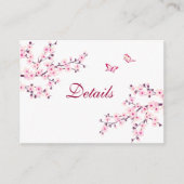 Cherry Blossom Pink White Wedding Details Informatiekaartje (Voorkant)