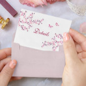 Cherry Blossom Pink White Wedding Details Informatiekaartje