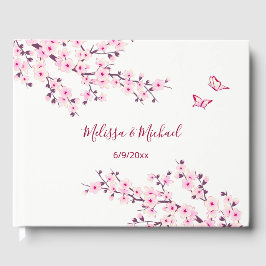 Cherry Blossom Pink White Wedding Gastenboek