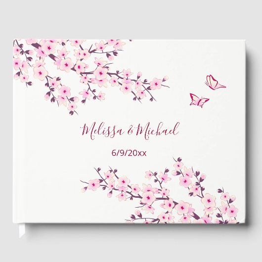 Cherry Blossom Pink White Wedding Gastenboek (Voorkant)