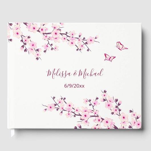 Cherry Blossom Pink White Wedding Gastenboek (Voorkant)