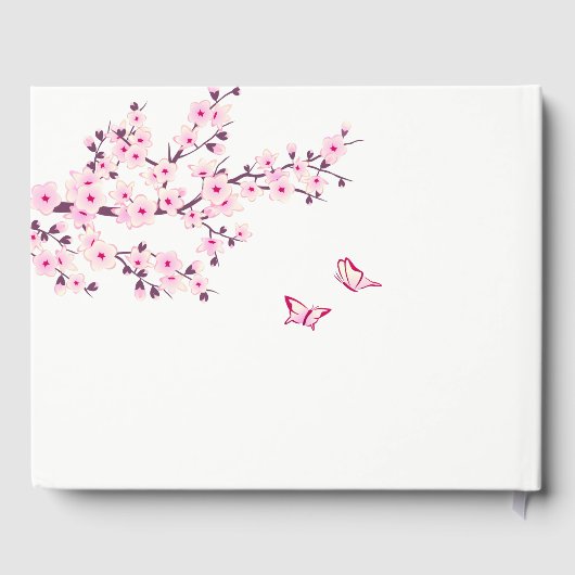 Cherry Blossom Pink White Wedding Gastenboek (Achterkant)