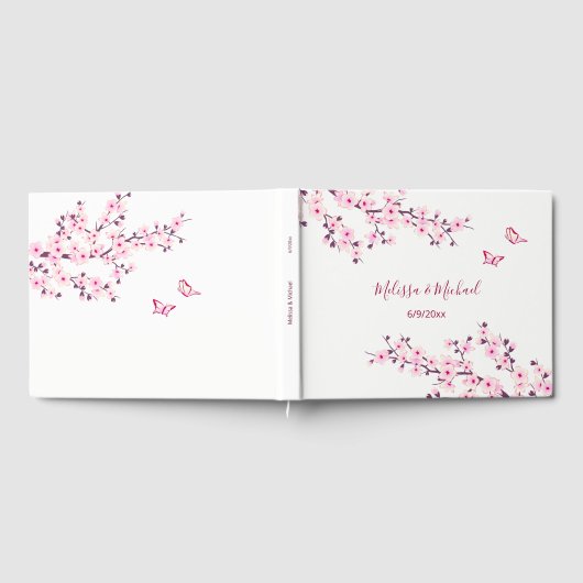 Cherry Blossom Pink White Wedding Gastenboek (Volledig)
