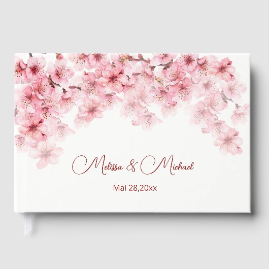 Cherry Blossom Pink White Wedding Gastenboek (Voorkant)