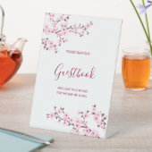 Cherry Blossom Pink White Wedding Guestbook  Reclamebord Met Voetstuk (Insitu)