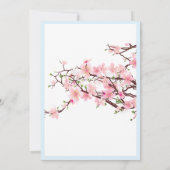 Cherry Blossom Pink White Wedding Invitation Blue Save The Date (Achterkant)