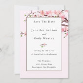 Cherry Blossom Pink White Wedding Invitation Save The Date (Voorkant)