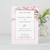 Cherry Blossom Pink White Wedding Invitation Save The Date (Staand voorkant)