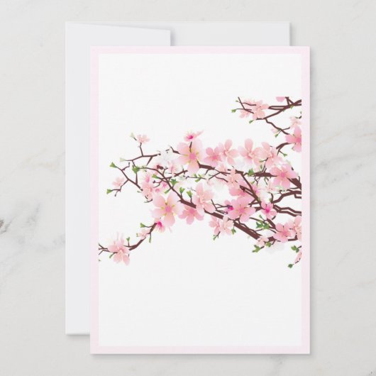 Cherry Blossom Pink White Wedding Invitation Save The Date (Achterkant)