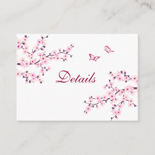 Cherry Blossom Pink White Wedding QR Code Details Informatiekaartje (Voorkant)