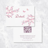 Cherry Blossom Pink White Wedding QR Code Details Informatiekaartje