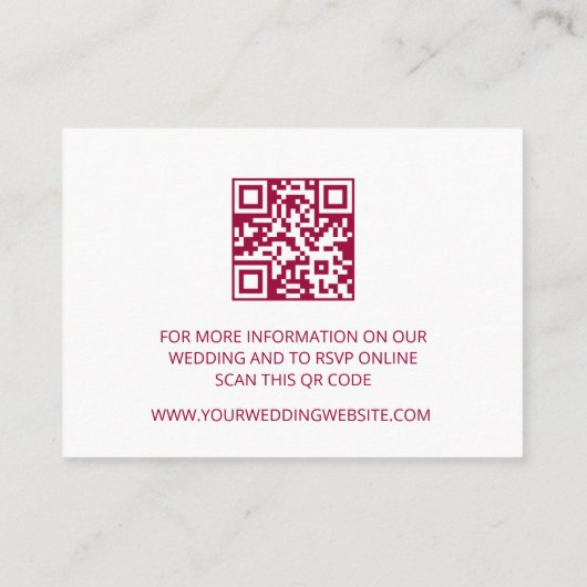 Cherry Blossom Pink White Wedding QR Code Details Informatiekaartje (Achterkant)