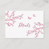 Cherry Blossom Pink White Wedding QR Code Details Informatiekaartje (Voorkant)