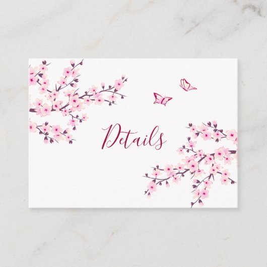 Cherry Blossom Pink White Wedding QR Code Details Informatiekaartje (Voorkant)