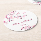 Cherry Blossom Pink White Wedding Ronde Kartonnen Onderzetter (Gebogen)