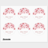 Cherry Blossom Pink White Wedding Ronde Sticker (Vel)