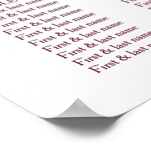 Cherry Blossom Pink White Wedding Seding Chart Poster (Hoek)