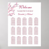Cherry Blossom Pink White Wedding Seding Chart Poster (Voorkant)