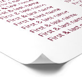 Cherry Blossom Pink White Wedding Seding Chart Poster (Hoek)