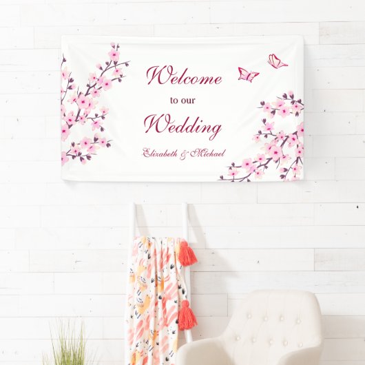 Cherry Blossom Pink White Wedding Spandoek (Insitu)
