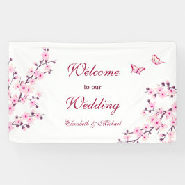 Cherry Blossom Pink White Wedding Spandoek