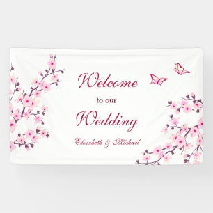 Cherry Blossom Pink White Wedding Spandoek