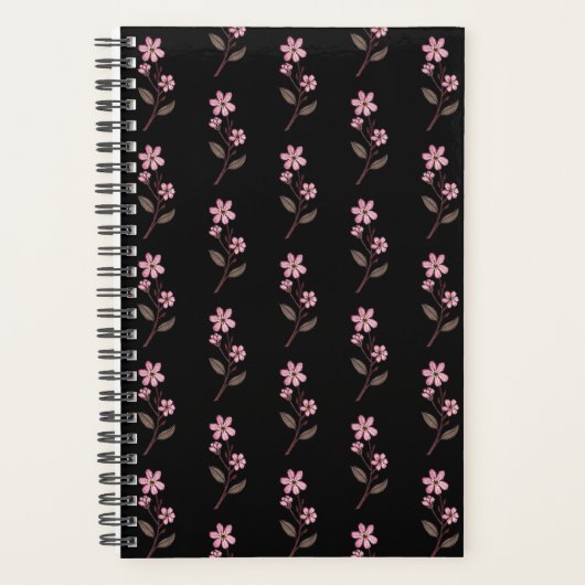 Cherry Blossom Planner - Zwart Patroon (Voorkant)