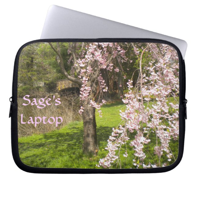 Cherry Blossom Pond-laptophoes *personalize* Laptop Sleeve (Voorkant)