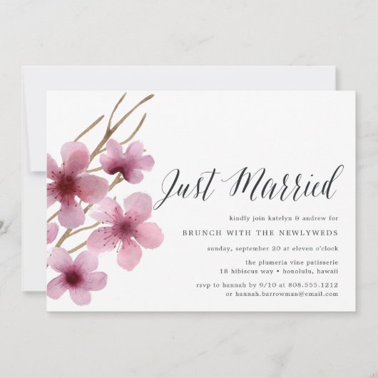 Cherry Blossom | Post Wedding Brunch Uitnodiging (Voorkant)