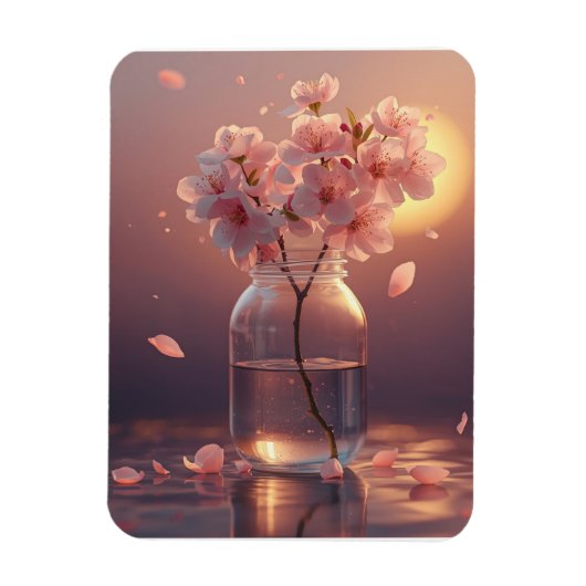 Cherry Blossom Postcard - Elegant Hand-Drawn Sakur Magneet (Verticaal)