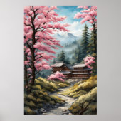 Cherry Blossom Poster, Japanse Bos Waterverf Poster (Voorkant)