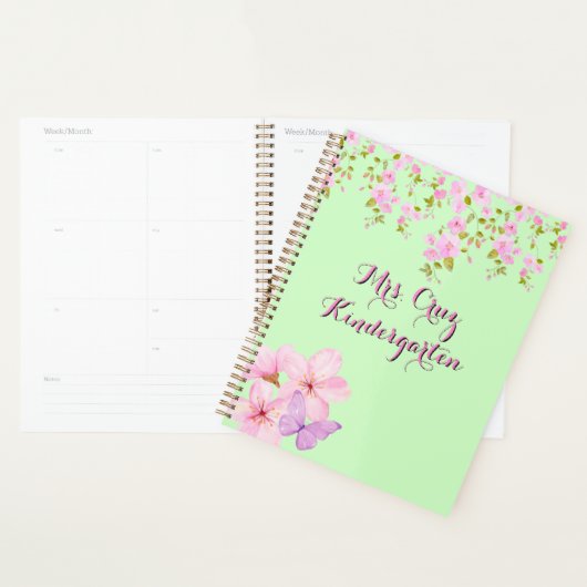 Cherry Blossom Pretty Pink & Green Custom  Planner (Display)