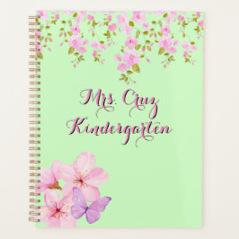 Cherry Blossom Pretty Pink & Green Custom  Planner