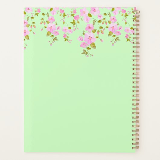 Cherry Blossom Pretty Pink & Green Custom  Planner (Achterkant)