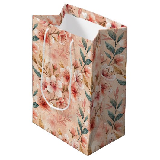 Cherry Blossom Print Gift Bag Medium Cadeauzakje (Voorkant Gekanteld)