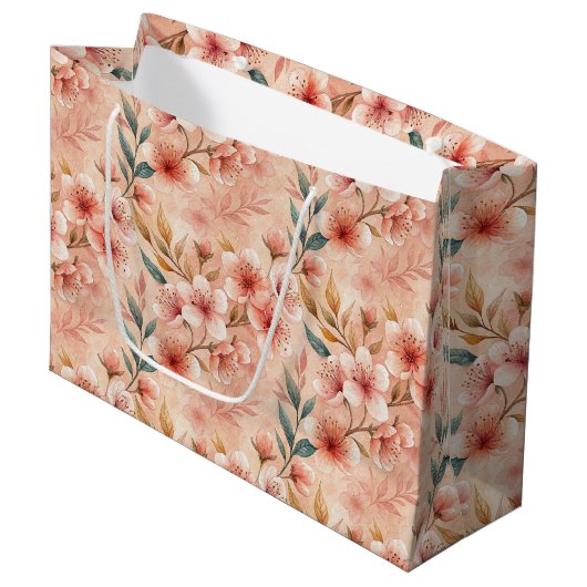 Cherry Blossom Print Grote Gift Bag Groot Cadeauzakje (Voorkant Gekanteld)