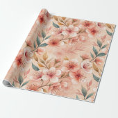 Cherry Blossom Print Wrapping Paper Roll Cadeaupapier (Uitgerold)