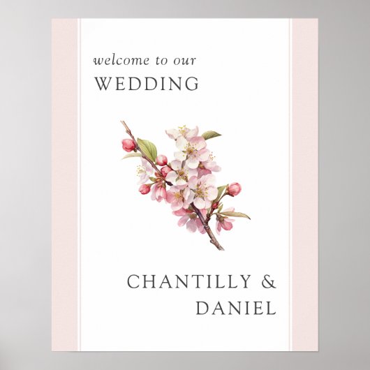 Cherry Blossom Printable Wedding Welkom Poster (Voorkant)