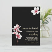 Cherry Blossom QR Champagne Goud Zwart Kaart (Staand voorkant)