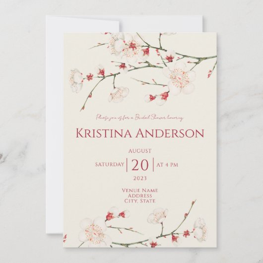 Cherry Blossom QR Code Vrijgezellenfeest Kaart (Voorkant)